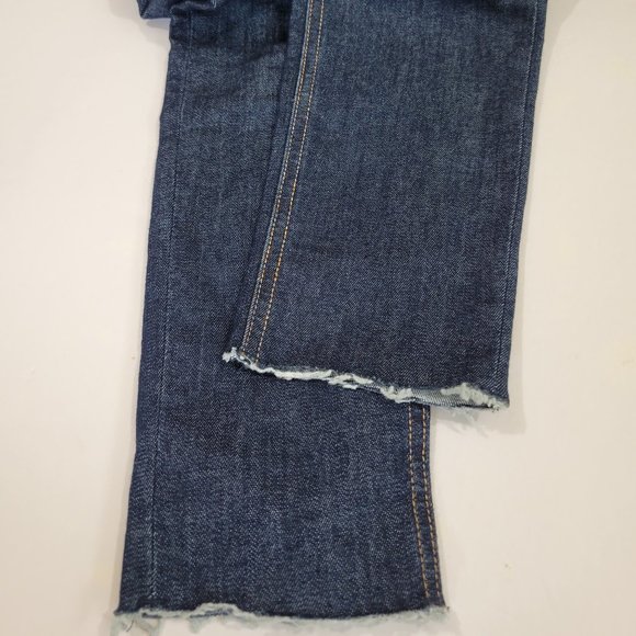 Rag & Bone 10" High Rise Skinny Ankle Raw Hem Jean in Mad River, Dark - Picture 9 of 11